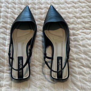 Franco Sarto Black Pointed Toe flat slingback heels